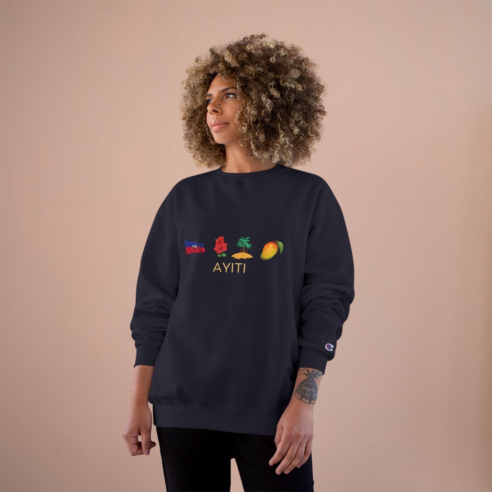 Ayiti Icons Sweatshirt — Haitian Flag, Map & Mango Crewneck - Image 12
