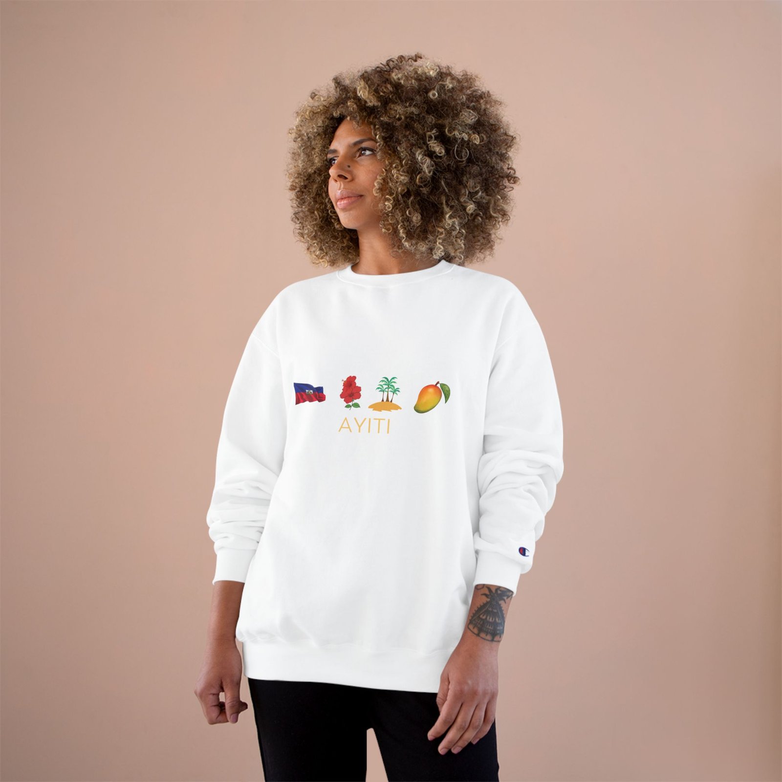 Ayiti Icons Sweatshirt — Haitian Flag, Map & Mango Crewneck - Image 8
