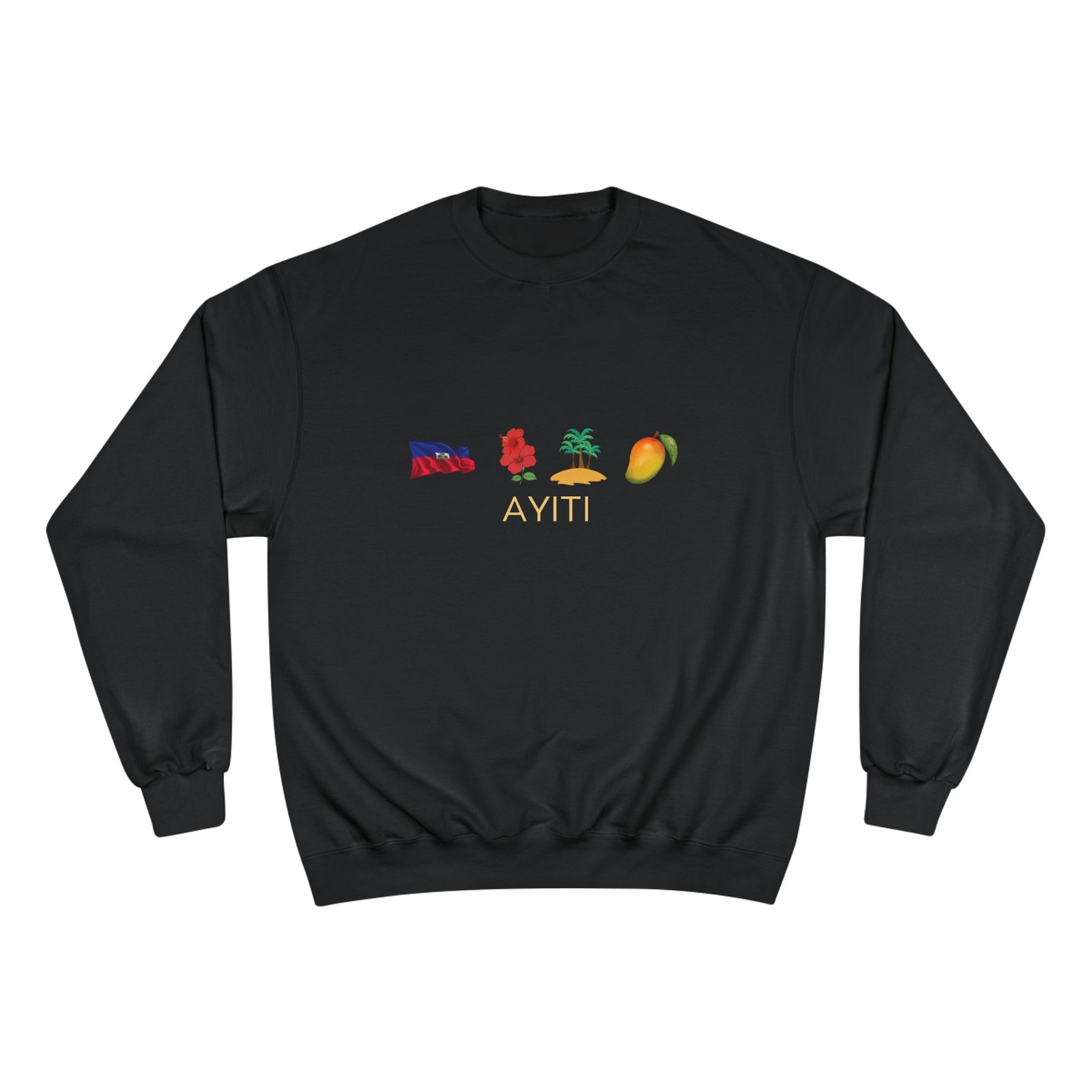 Ayiti Icons Sweatshirt — Haitian Flag, Map & Mango Crewneck